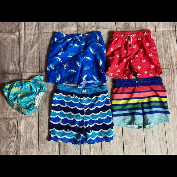 Other - Size 3T, 4 pair of boys swim trunks, suit, swim diaper, toddler, crabs, shark